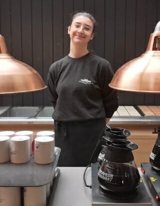 waitress serving food