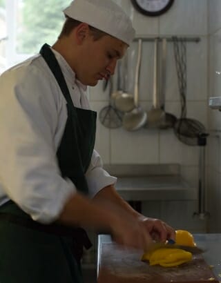 Chef chopping food