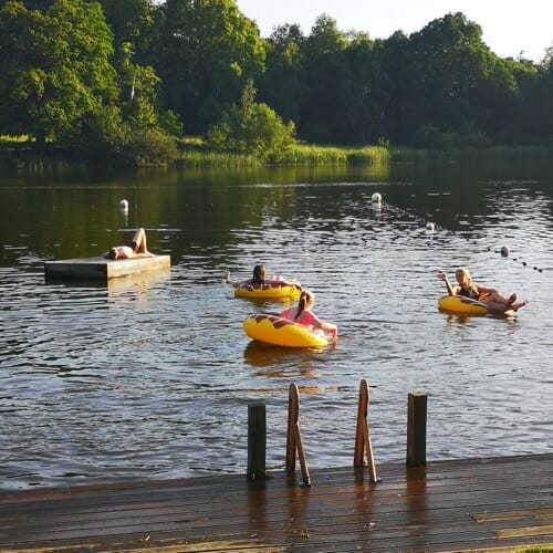 Swimming and having fun in the lake