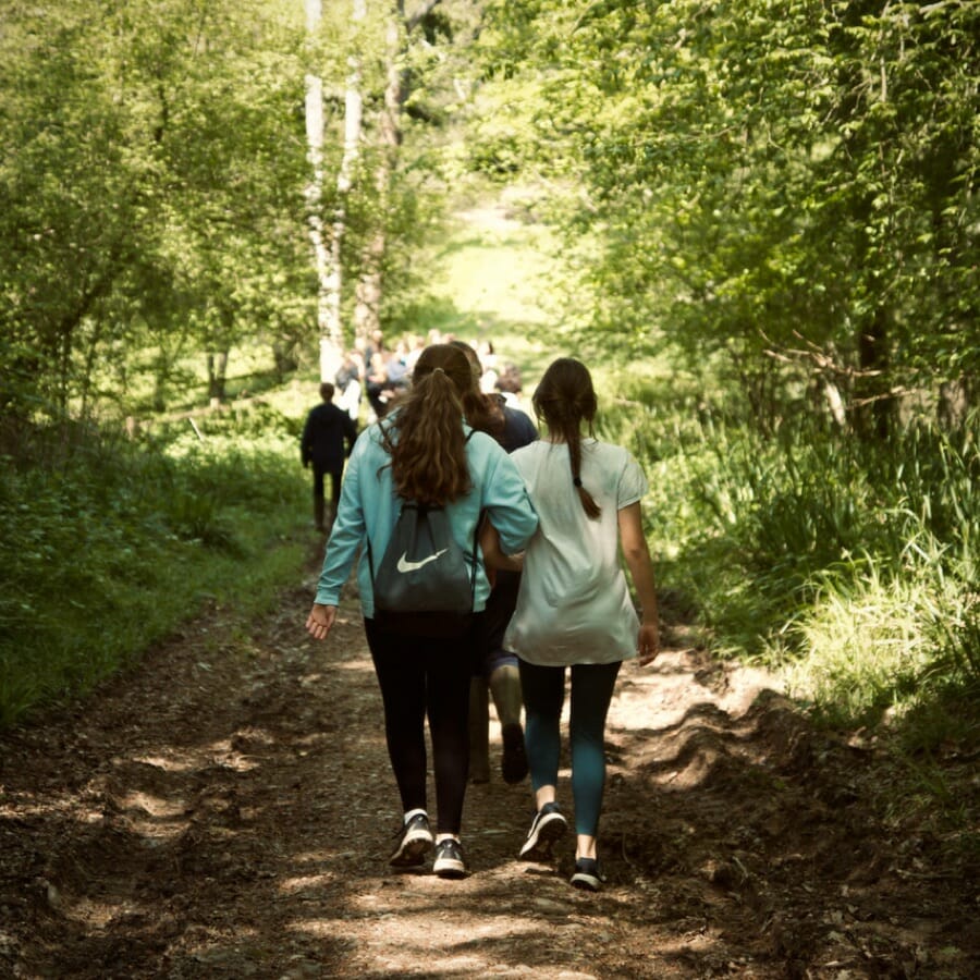 Kids walking through the land